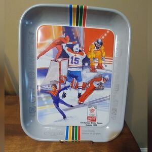 Vintage Coca-Cola 1988 Calgary Winter Olympic Games Tray - Red, Blue, White